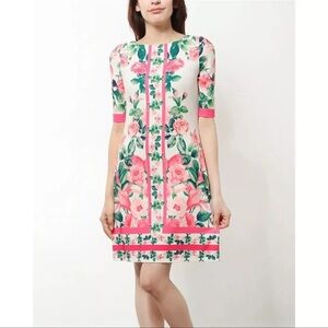 Eliza J Rose Floral Garden Party Border Print Shift Dress Size 10 Medium M
